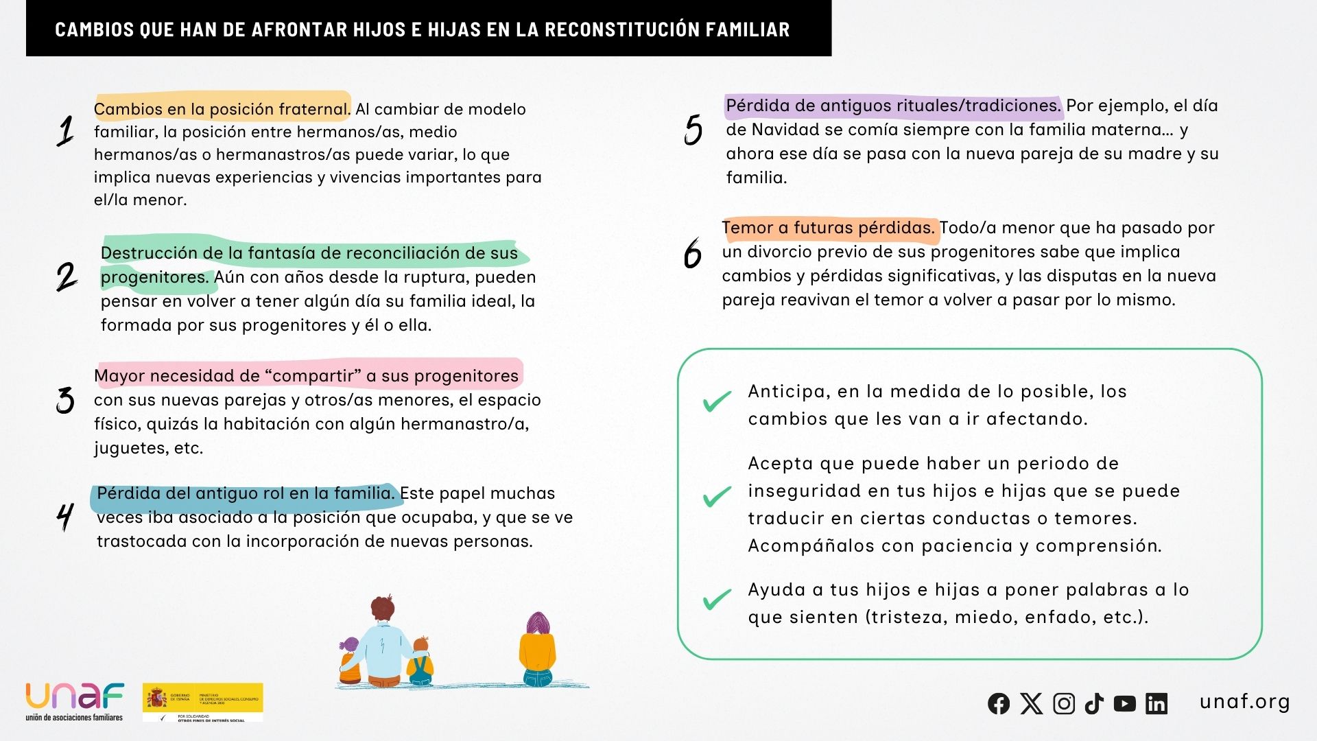 Cambios que han de afrontar hijos e hijas en la reconstitución familiar