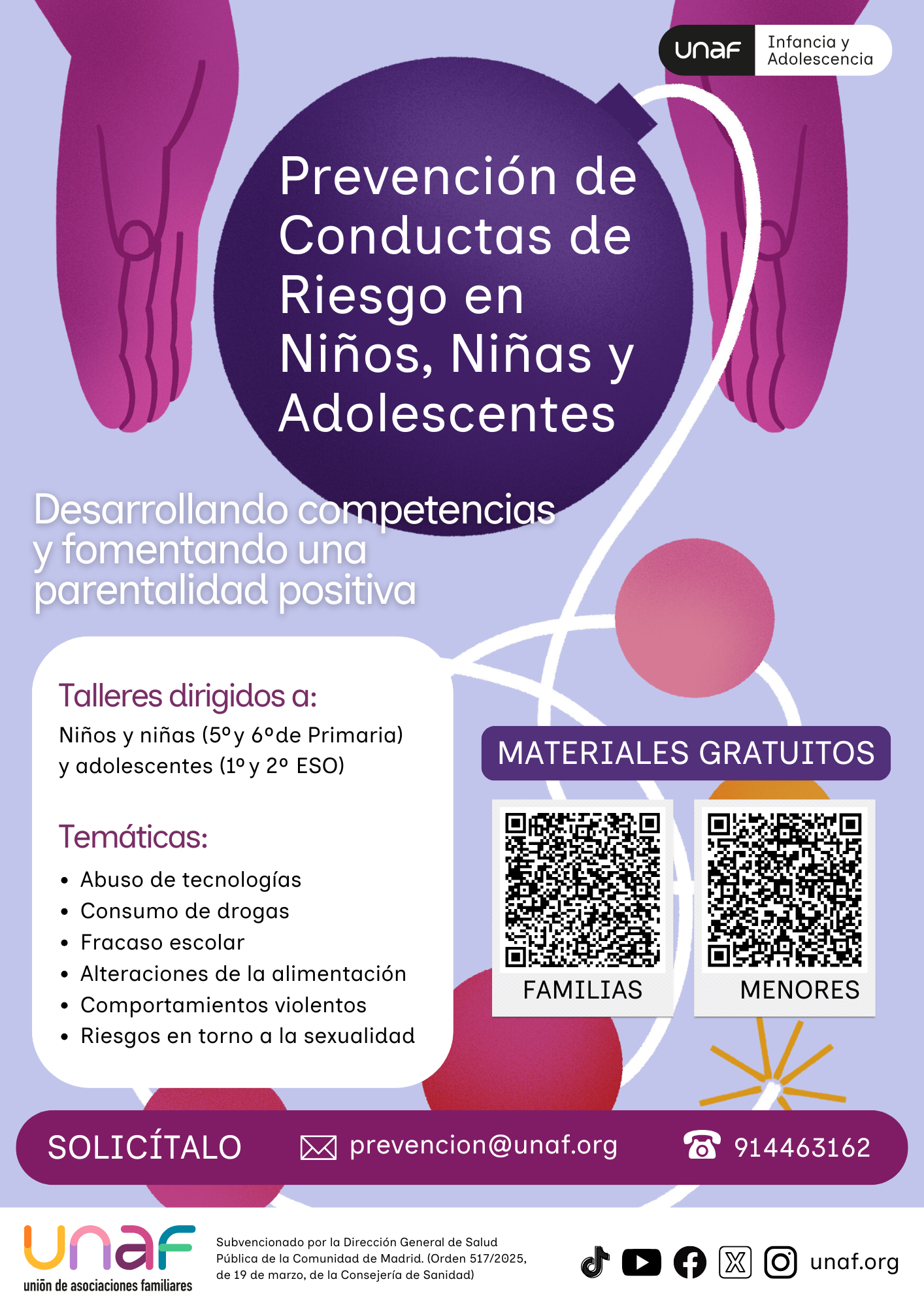 Talleres para prevenir conductas de riesgo en infancia y adolescencia en la Comunidad de Madrid